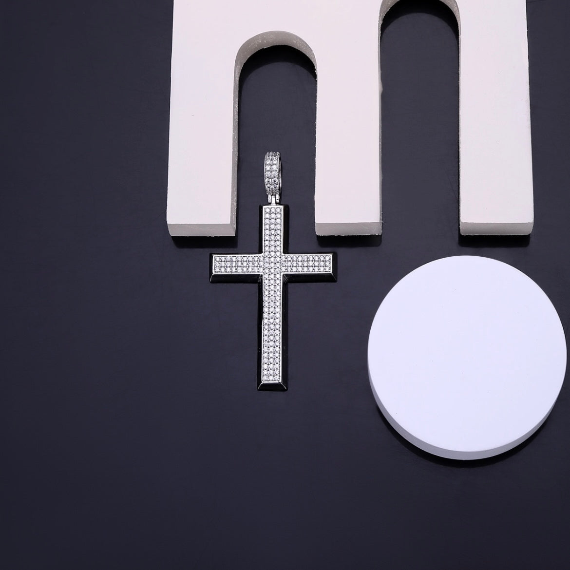 FROSTED ETERNITY CROSS PENDANT