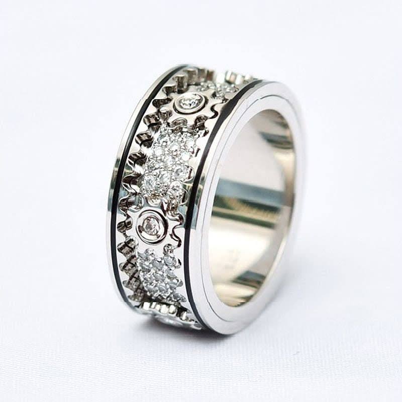 Ornate geometric 3D band ring